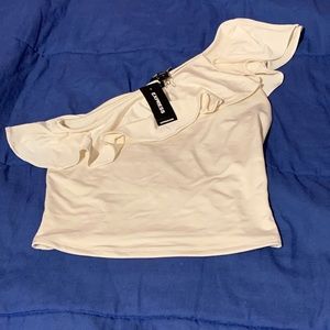 EXPRESS - cropped white one shoulder blouse - size XS